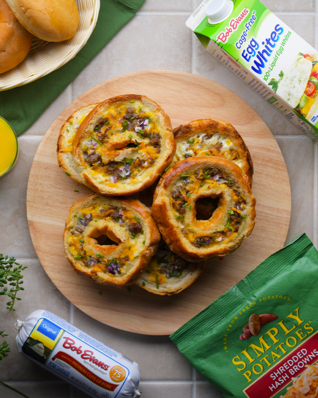 Quiche Stuffed Breakfast Bagels Recipe 